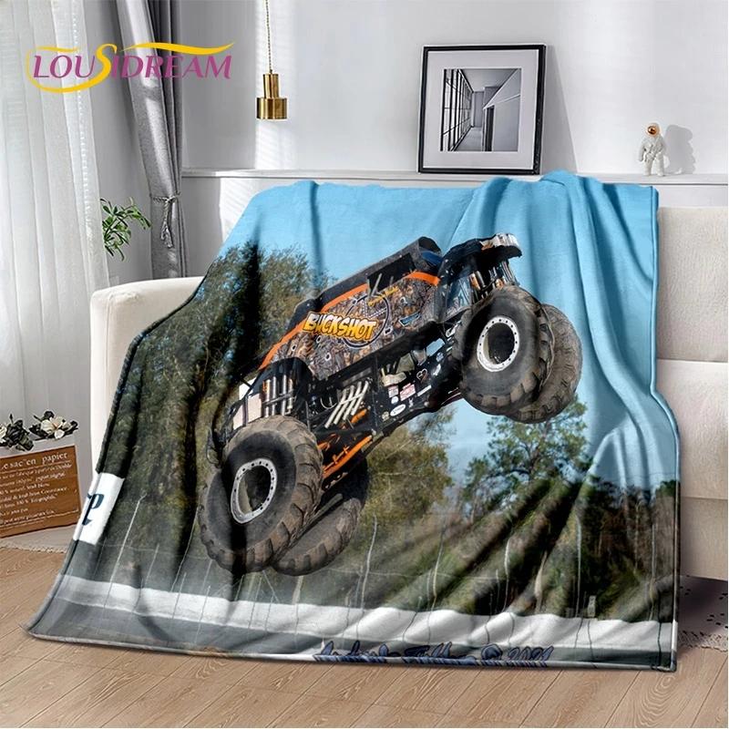 Мягкое фланелевое одеяло Monster Truck 3D Monster Jam Cartoon для кровати, спальни, дивана, пикника, плед для отдыха на свежем воздухе, подарок