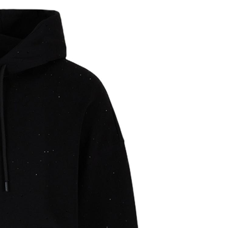 EMPORIO ARMANI Clubwear Double jersey Hooded Oversize Sweatshirt With Rhinestones 3D1MEB-1JHSZ-0999