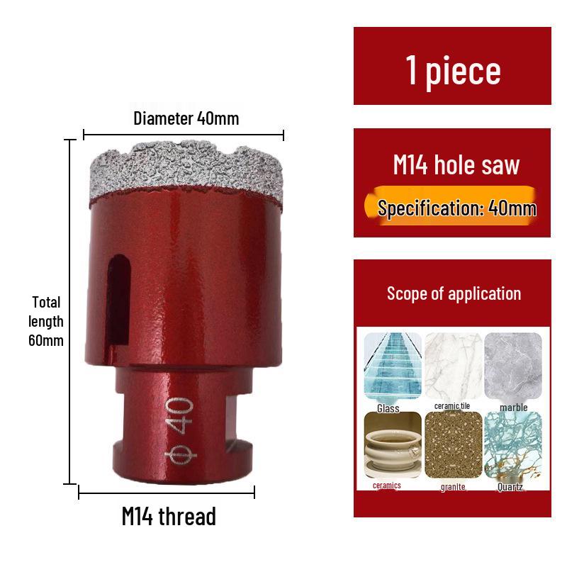 M14 Алмазная коронка паяная для плитки, мрамора, камня, стекла - Насадка для угловой шлифмашины для расширения отверстий