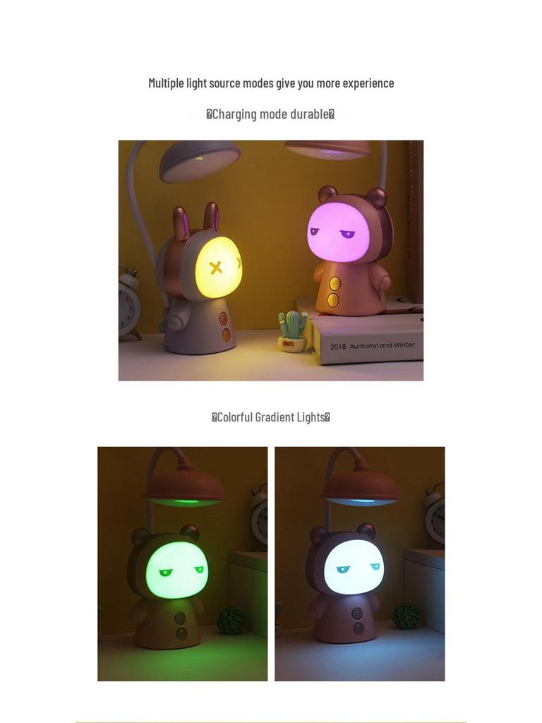 Cartoon LED Eye-Protection Rechargeable Desk Lamp & Night Light