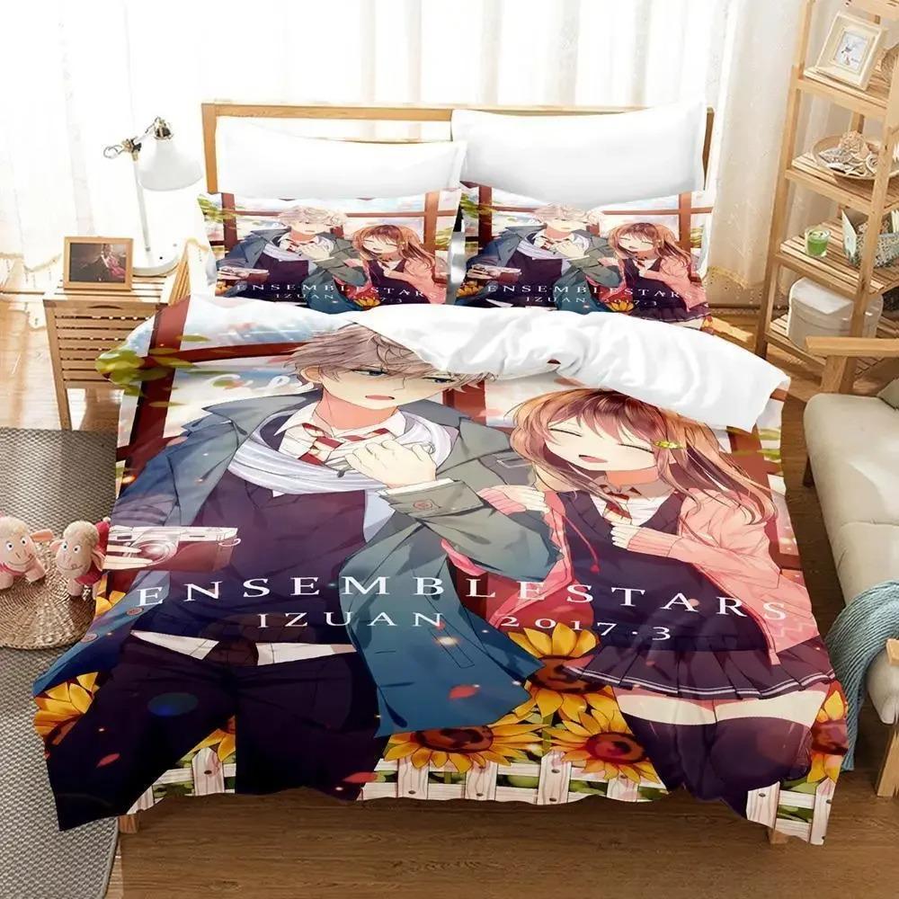Комплект постельного белья Ensemble Stars Single Twin Full Queen King Size Bed Set Adult Kids Bedroom Duvet Cover Sets 3D Anime Bed Sheet Set