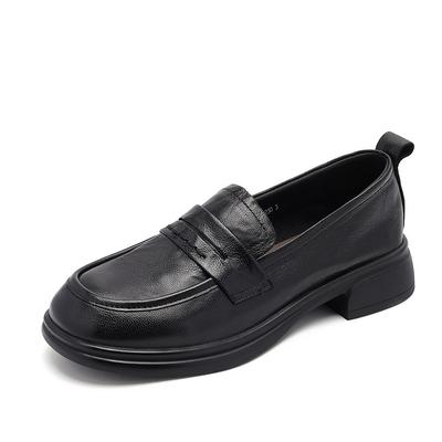 Туфли женские лоферы овчина натуральная кожа низкий каблук формальные деловой костюм для леди 2025 балетки весна осень ручная работа