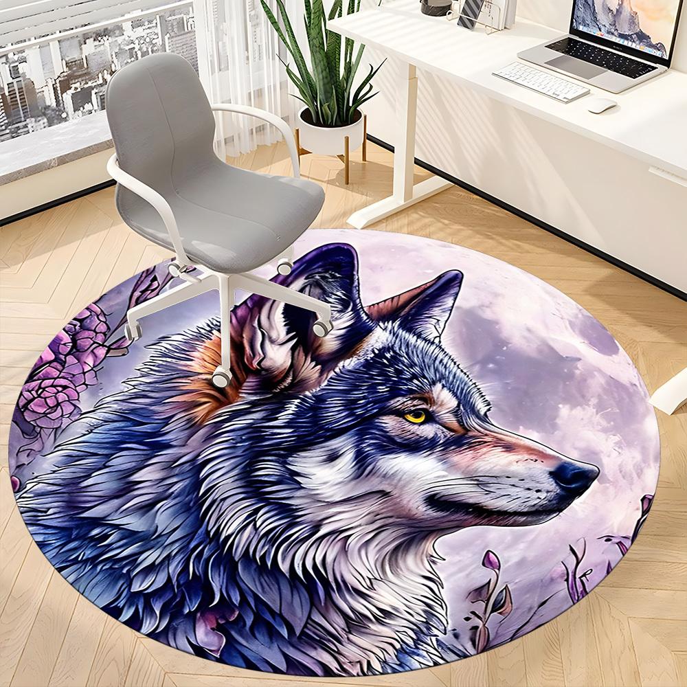 1pc Fantasy Wolf Chair Carpet for Office Non-Slip, Lightweight, Machine Washable Rug for Office, Room - Holiday Decoryy251016002