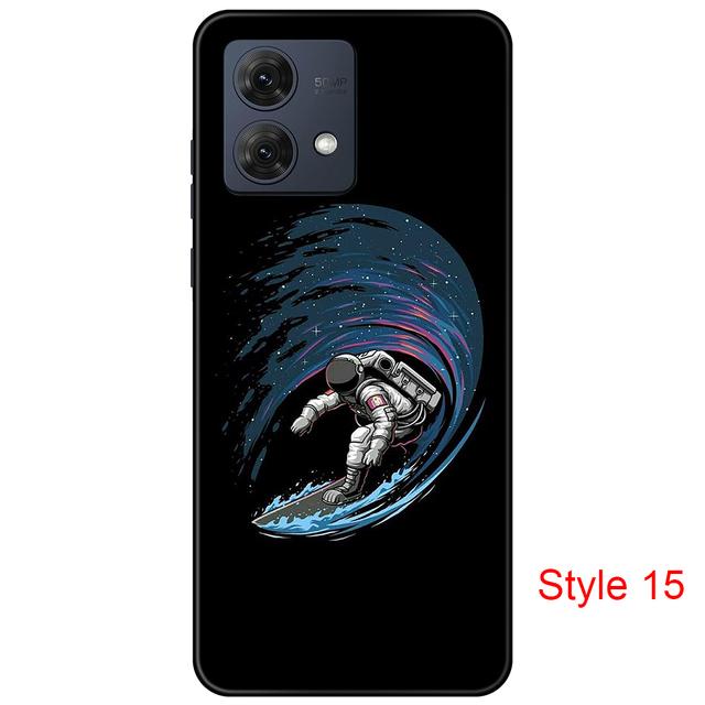 Чехол для Motorola Moto G84 Cartton Cute on Moto G 84, черный чехол, чехол 6,5 дюйма, противоударный, мягкий бампер, противоскользящий, прочный ТПУ