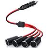 16AWG 1 To 4 Car Auto Socket Splitter Adapter Power Charger Port 12V/24V Extension Cord Cable