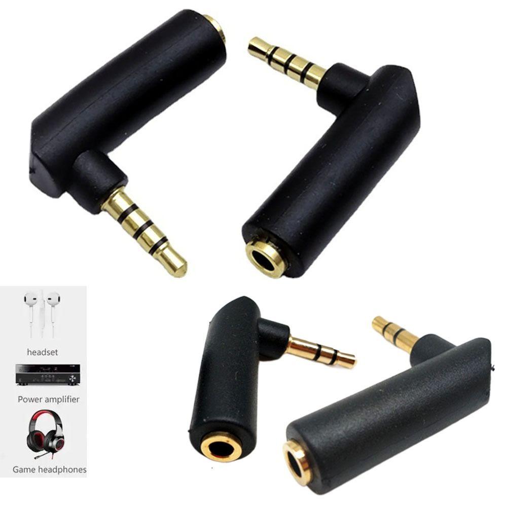 3.5mm 3/4Pole Gold-plated Connector Male To Female Headphone Adapter Right Angle Adapter