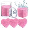 Heart-Shaped Degradable Cotton Face Wash Sponge - Natural Compressed Makeup Remover & Cleansing Puff