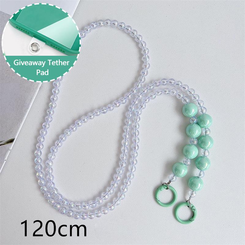 Универсальный ремешок для телефона через плечо с бусинами, длинные шейные ремешки, чехол для телефона с защитой от потери и нашивкой для iPhone, Samsung, Xiaomi