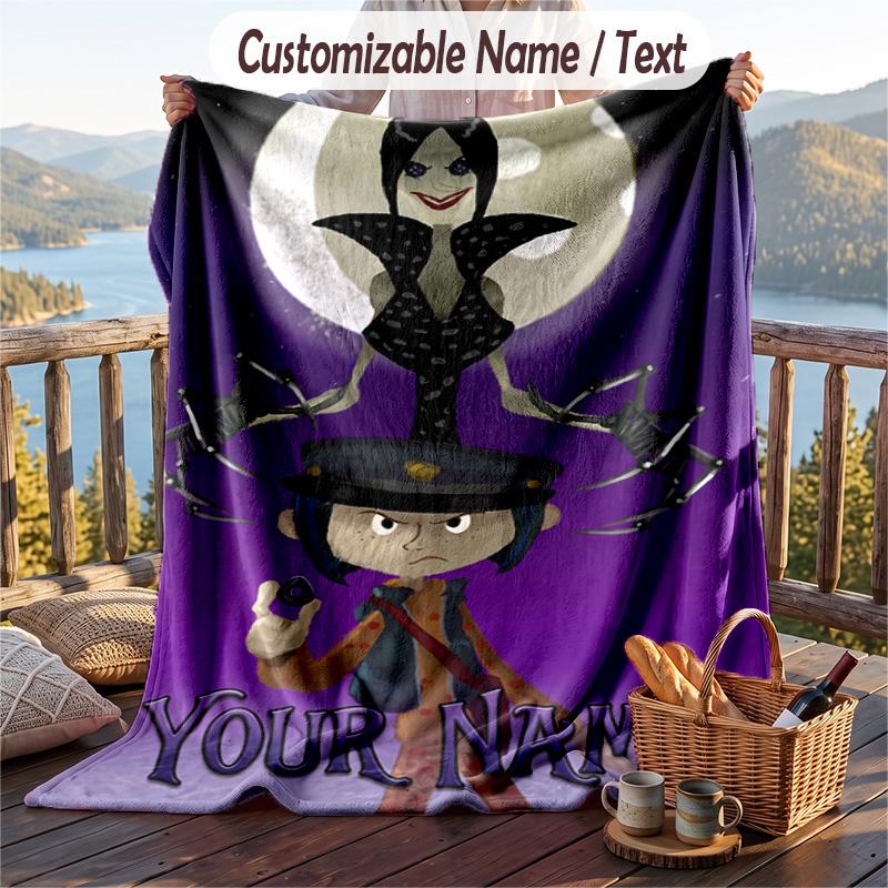 Custom Text Flannel Throw Blanket, Lightweight Cozy Bed Sofa BlanketCoraline Other Mother