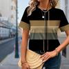 Fashion Women Stripe Print T Shirt Funny Casual O-neck Short Sleeves T-shirt Summer Female Tee Shirt