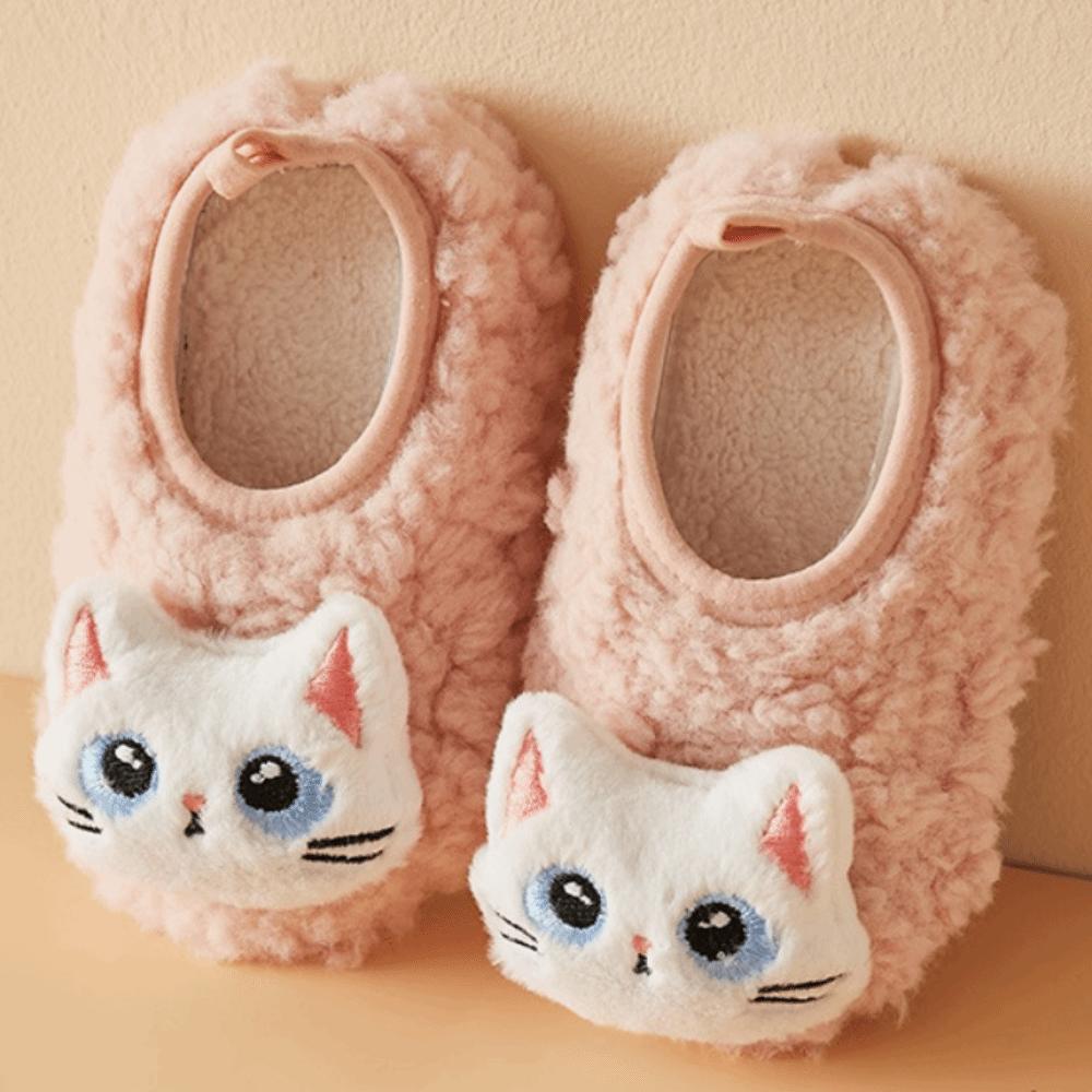 1 Pair Anti-slip Sole Toddler Sock Shoes Soft Plush Kids Shoes Baby Slippers  Walking Practice