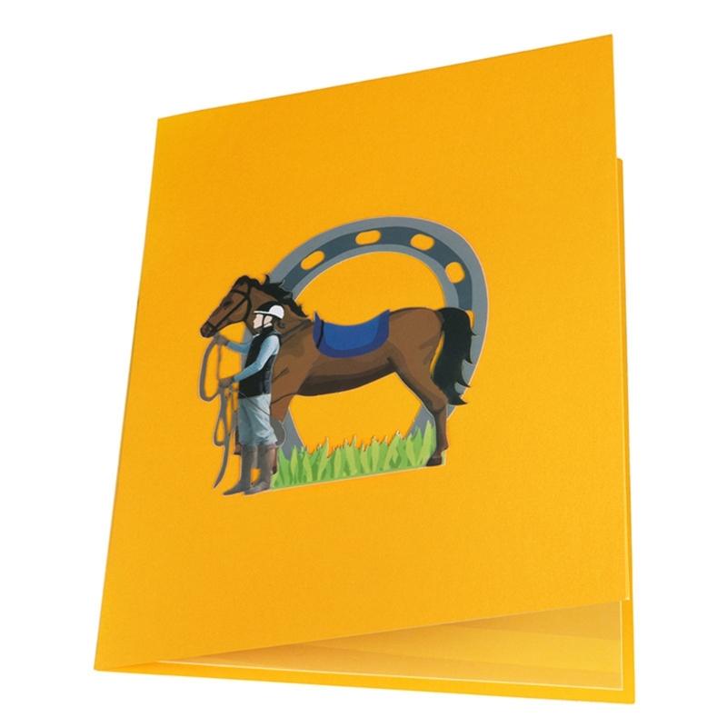 Equestrian Sports Theme Card PopUp Card with Envelope 3D Greeting Cards for Birthdays Anniversaries Parties Gift
