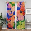 Абстрактные Цветочные Шторы для Домашнего Интерьера, 2 Части Тюль для Окна Спальни, Шторы Для Украшения Хэллоуина, Шторы Для Гостиной, Оттенки