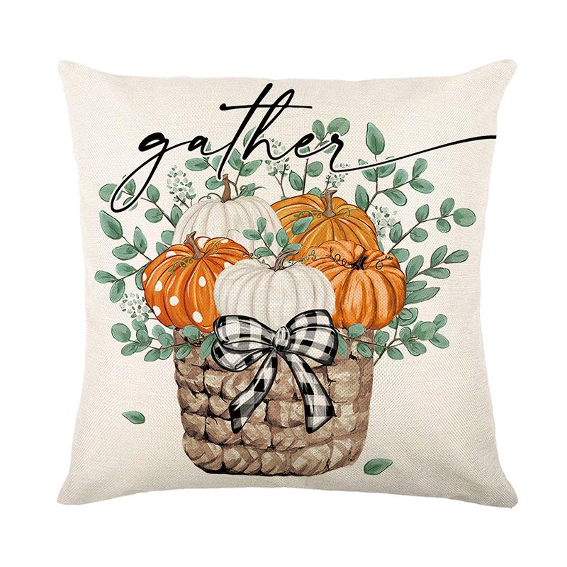 Autumn Harvest Series Pillow Cover Polyester Printed Pumpkin Cushion Cover Living Room Bedroom Decorative Cushion Cover
