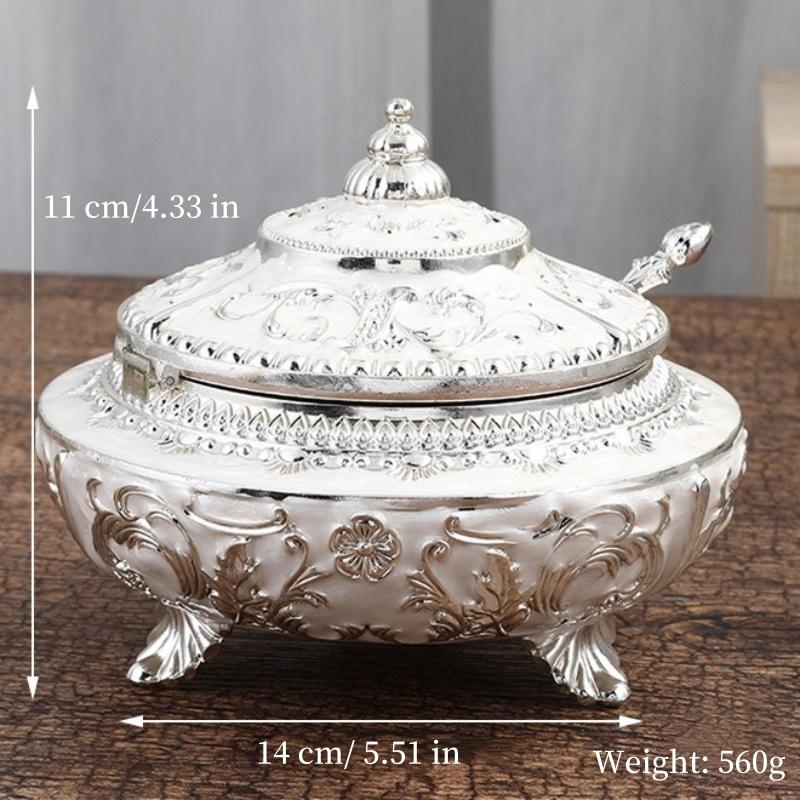 Банка для кофейных зерен, Цветочная гравировка, Сплав, С крышкой, Роскошный контейнер для специй, Органайзер для сахара, Банка для хранения соли, Декоративная для кухни