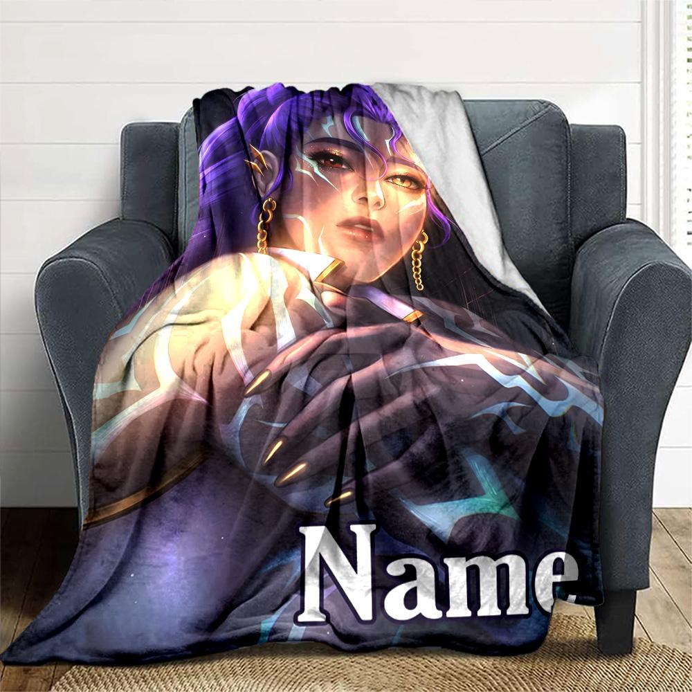 Customizable KPop Demon Hunters3 Throw Blanket – Personalized Name, All-Season Cozy Snug Blanket, Machine Washable, Personalized Blanket