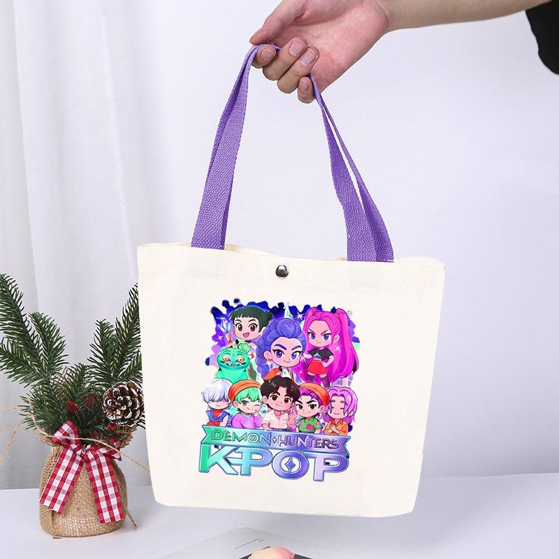 K-Pop Anime Cartoon Printed Student Large Capacity Portable Shoulder Bag Casual Canvas Bag