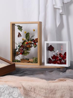Фоторамка из сухоцветов DIY трехмерная полая рамка Двусторонняя вечная роза размещение сухоцветов декор