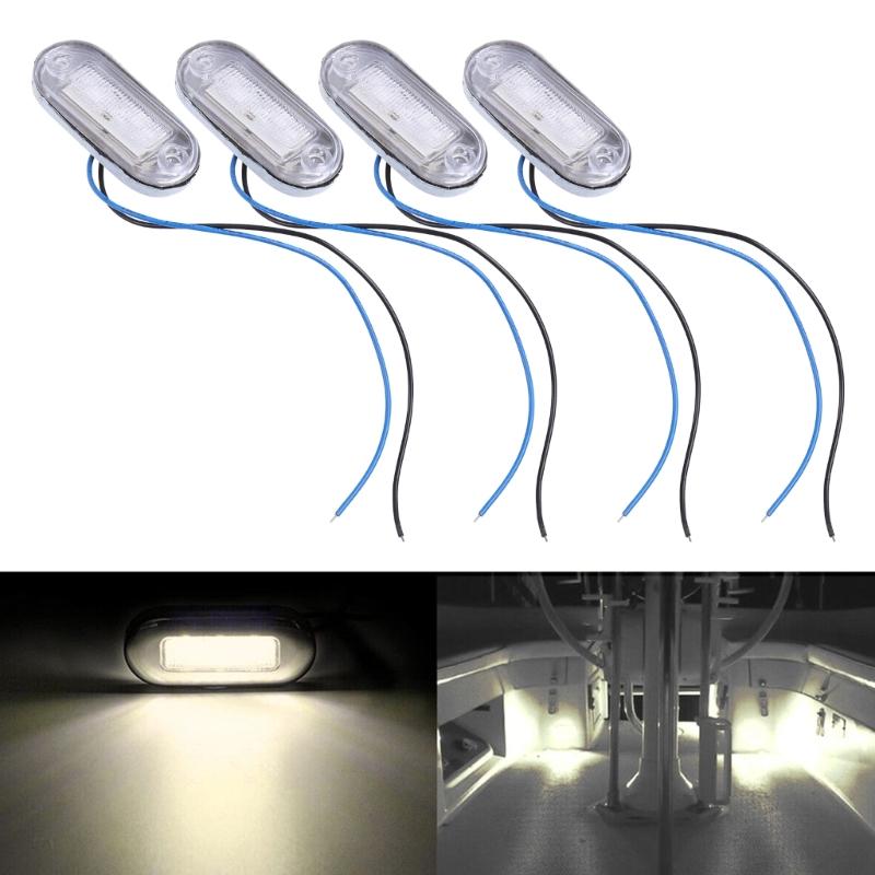 Светодиодный светильник для морской лодки, белый, 12 В, 2000–4000 К, для каюты, палубы, трапа, лестницы, хвостового фонаря, водонепроницаемые аксессуары для яхт, 4 шт.