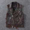 Harley Motorcycle Vest Head Layer Leather Leather Men Stone Ground To Make Old Vintage Short Lapel