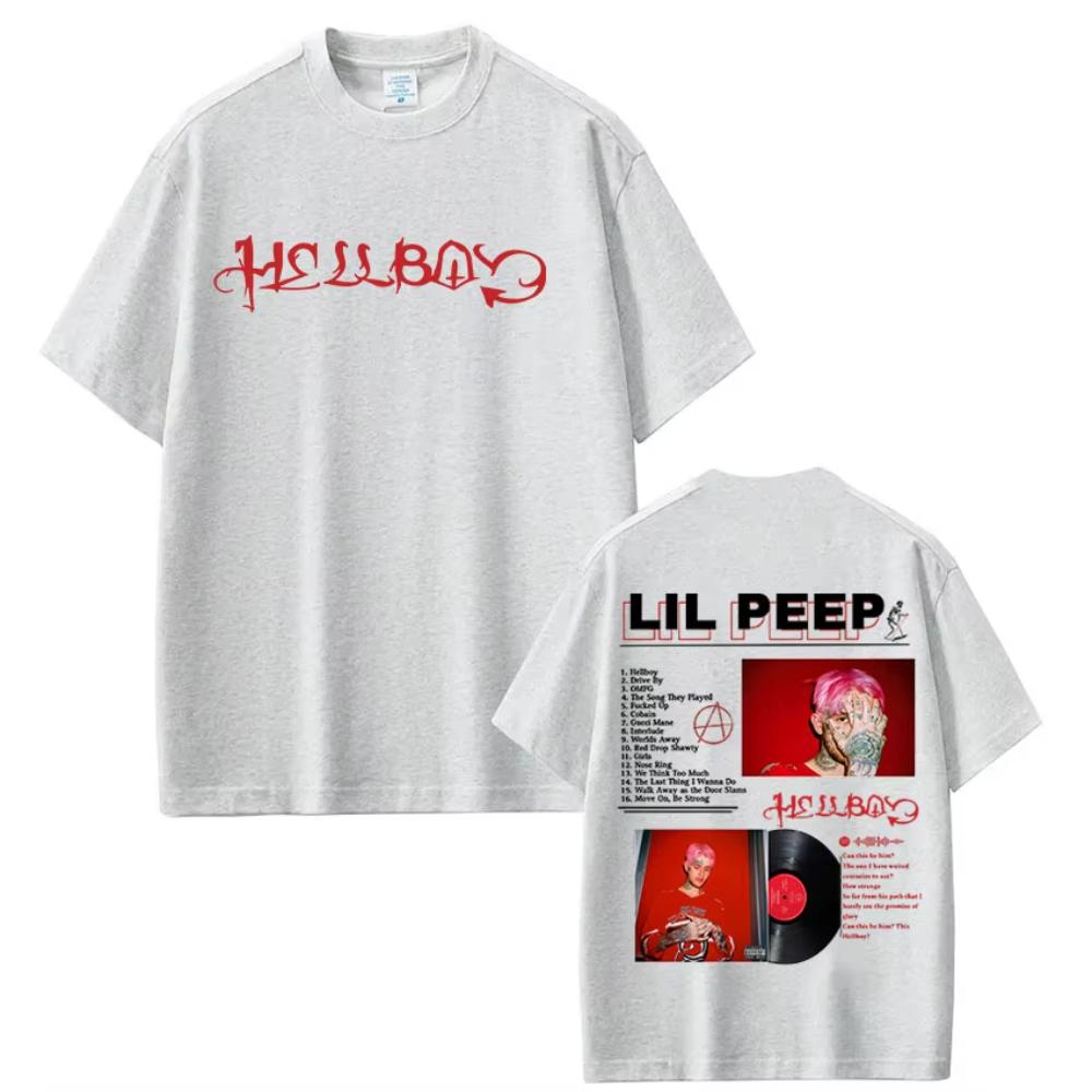 Футболка с принтом рэпера Lil Peep Crybaby Hellboy Мужская Женская Одежда Мода Хип-Хоп Футболка Хлопок Оверсайз Короткий Рукав Мужские Футболки