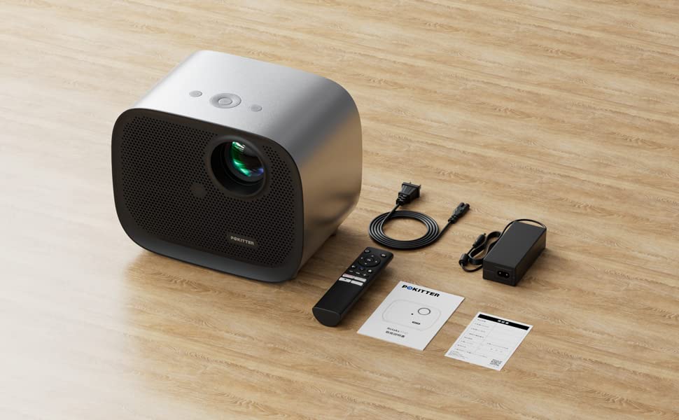 POKITTER Relaks Projector Home Small Ceiling Android TV Netflix Official License Certification Home Theater 1080p Full HD Resolution