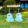 Unique Lightweight Jewelry Ghost Earrings Glow-in-the-Dark Pendant for Women Decor, Fun Cute Earrings, Necklace Halloween Cartoon