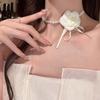 Винтажный чокер-ожерелье с жемчугом и цветком камелии, женский, супер-фееричный темперамент, ремешок, шейный галстук, цветочные аксессуары, оптом