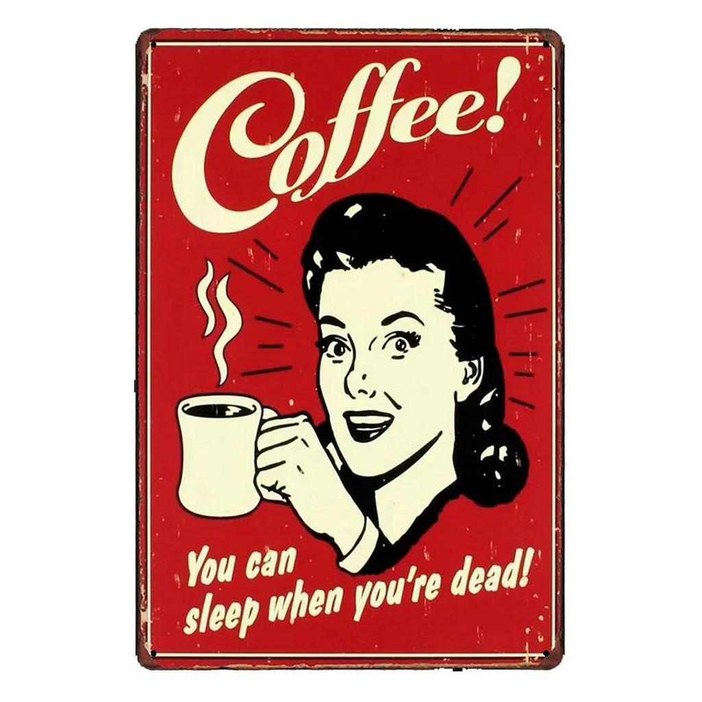 Vintage Coffee Metal Sign Retro Cafe Poster Tin Plaque for Home Bar Pub Kitchen Decoration Dark Roast Italian Coffee Art