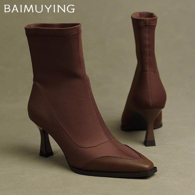 Острый носок на высоком каблуке женские ботильоны элегантные туфли-лодочки зимние женские 2024 тренд новые модные зимние ботинки готические повседневные туфли-лодочки