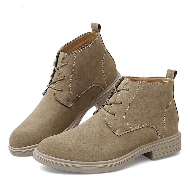 Fashion Yellow Chelsea Boots Men Pointed Comfortable Dress Boots Men Lace Up Warm Men 'S Suede Shoes Zapatos Hombre Casual