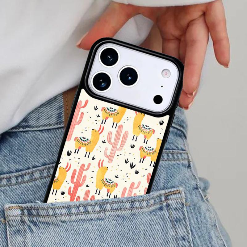 Милый Кавайный Чехол для Телефона с Ламой и Альпакой для iPhone 16e 15 14 13 12 17 Pro Max Plus Air 17pro Чехол