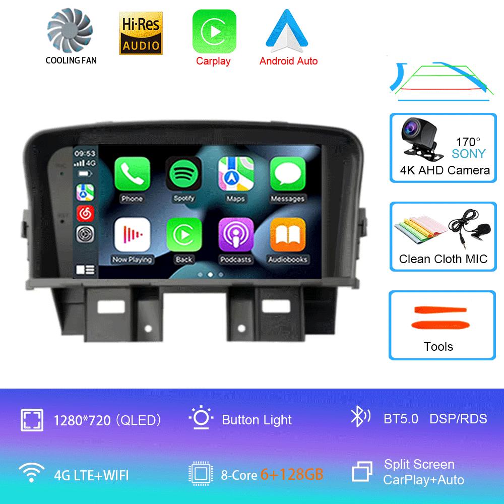 Автомобильное радио Android 14 для Chevrolet Cruze J300 2008-2014 Мультимедийный видеоплеер QLED GPS-навигация Встроенный Carplay BT RDS DSP