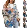 Women's Fashion Long Sleeve Christmas Print V-Neck Button Loose Cardigan Top