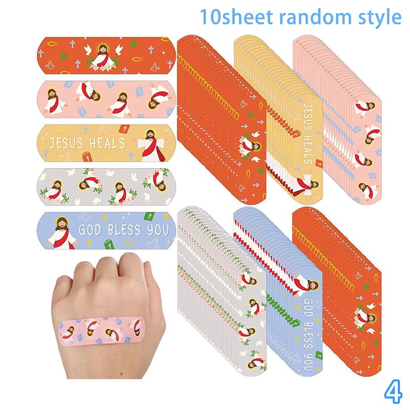 10 Мультяшные Иисус Пластыри Водонепроницаемые Дышащие Гемостатические Адгезивные Повязки Первая Помощь Порезы Царапины Пластыри Для Детей