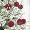 12 шт. 6 см Рождественский подвесной шар Ручная роспись Флокирование Украшения для рождественской елки Блестящие Винно-красные Рождественские шары