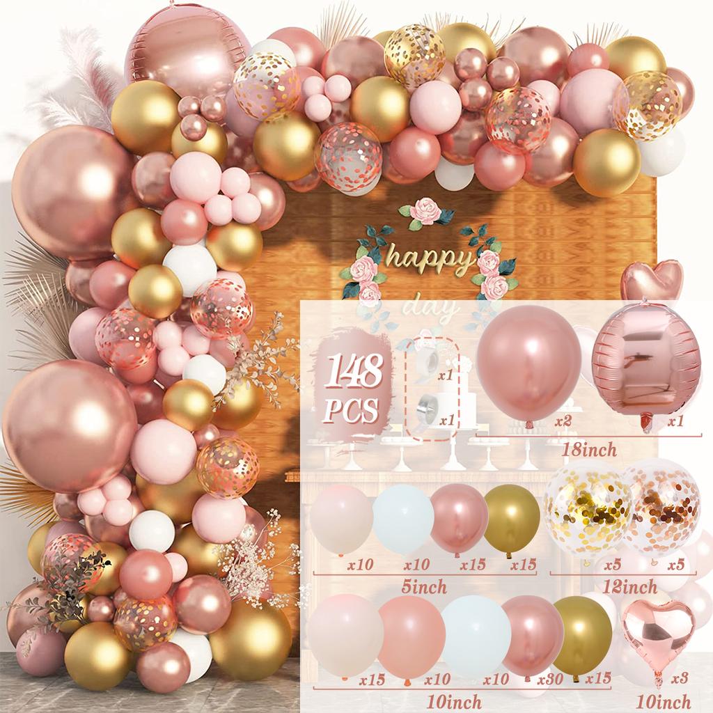 Rose Gold Balloon Garland Arch Kit Birthday Party Decor Foil Latex Ballon Wedding Birthday Party Baby Shower Balllon