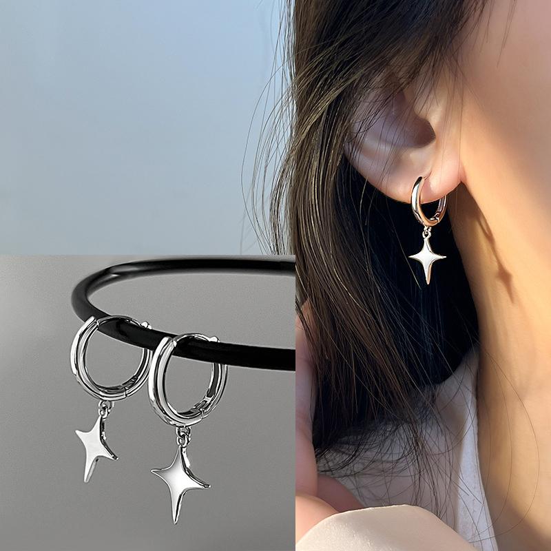 Серьга-звезда из серебра 925 пробы для женщин и девушек, простая, с цепочкой с кисточками, модная, офисная, ювелирное изделие, подарок