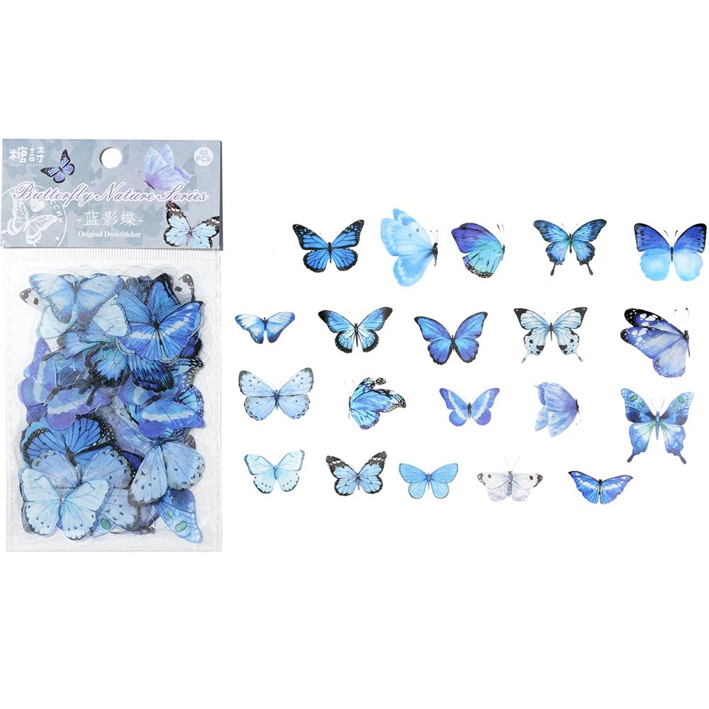 40pcs Colorful Butterfly Wings Stickers Epoxy Resin Fillings Plant Sticker for DIY Silicone Mold Filler Nail Art Crafts Decor