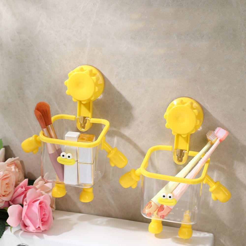 2 шт. Перфорированная стойка для хранения полотенец для лица в форме робота, прозрачный ящик для хранения, ванная комната