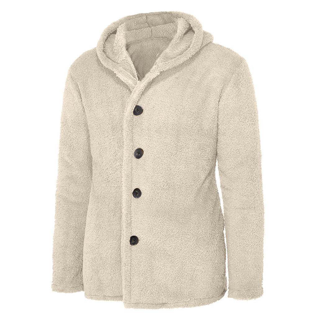 Мужская осенне-зимняя новая свободная повседневная плюшевая куртка чистого цвета с капюшоном