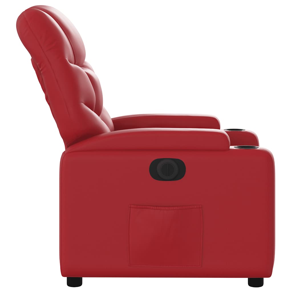Electric Recliner Chair in Red Synthetic Leather