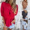 Women's Button Down Shirt Summer Puff Short Sleeve O-Neck Top Casual Loose
