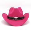 Western Cowboy-Style Wool Felt Hat with Bull Head Accent - Tibetan-Inspired Autumn/Winter Jazz Hat