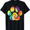 Милая tie-dye футболка для любителя собак с отпечатками лап, для владельца питомца, tie-dye с отпечатками лап