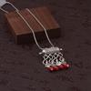 Womens Gypsy Zircon Bohemian Ethnic Red Natural Stone Pendants Necklaces Metal Tibetan Sliver Color Chain Necklace For Women