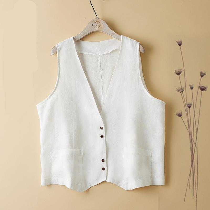 Летний короткий женский жилет без рукавов с повседневной свободной женской жилеткой