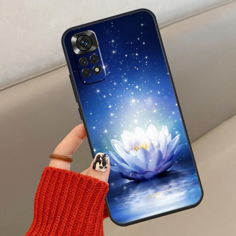 Чехол Синий Белый Цветок Лотоса Для Xiaomi Redmi Note 14 13 12 10 11 15 Pro Plus Чехол Для Redmi 15 15C 13C 10C 12C 14C