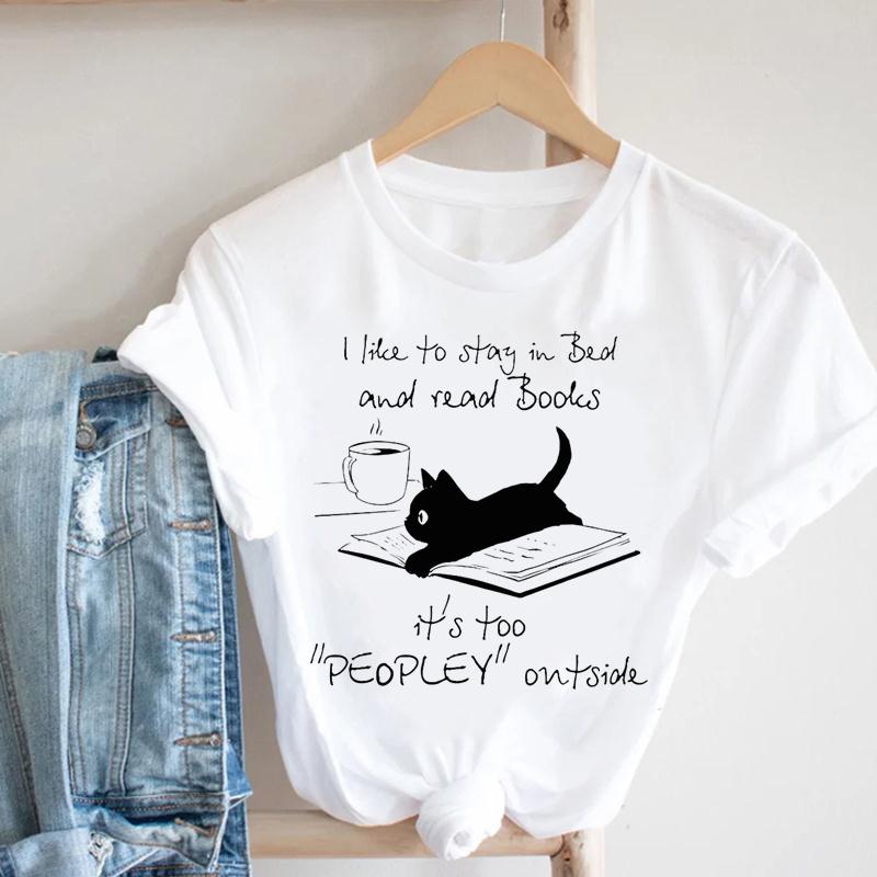 Футболка унисекс с принтом Lovely Pet Cat Coffee Letter Sweet Top Летняя модная футболка с коротким рукавом Lady Fe Одежда унисекс Повседневная графическая футболка унисекс