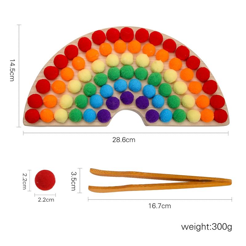 Montessori Toys Rainbow Board Clamp Ball Toy Wooden Baby Toy Hand and Foot Coordination Toy Baby Tolor Recognition Toy Gift